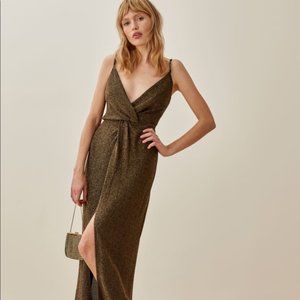 Reformation Hari Dress - Gold Sparkle